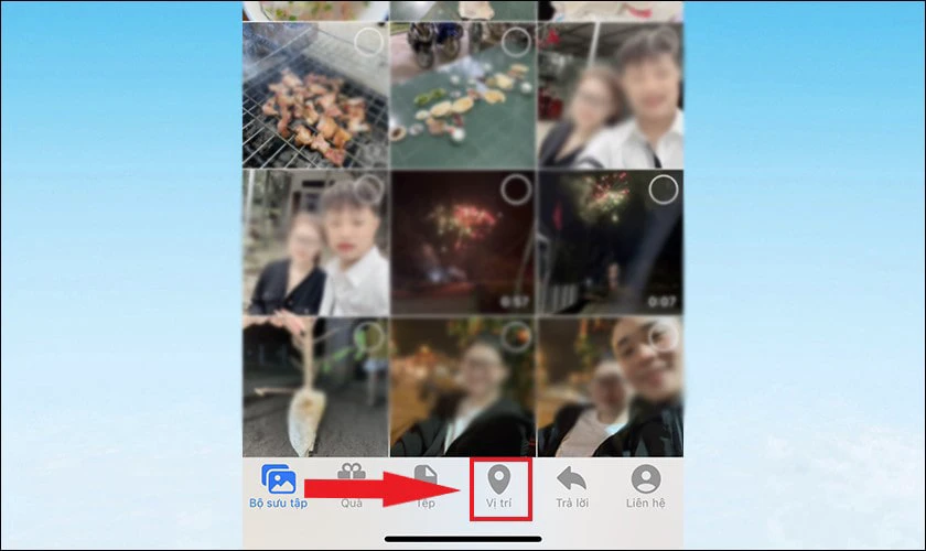 Chọn vào mục Vị trí