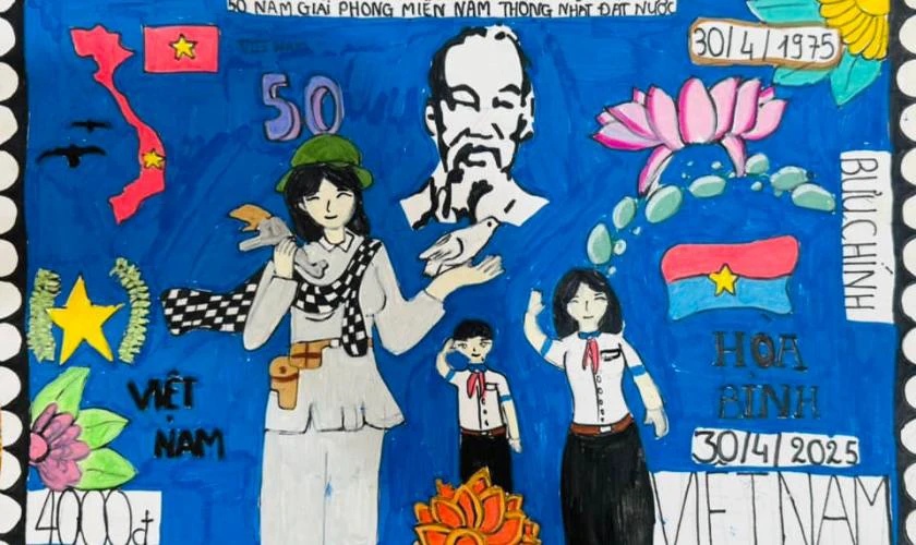 Kích thước vẽ tem bưu chính 30/4/1975 chuẩn