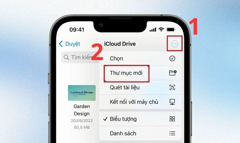 Nhấp v&agrave;o biểu tượng 3 chấm v&agrave; chọn Thư mục mới