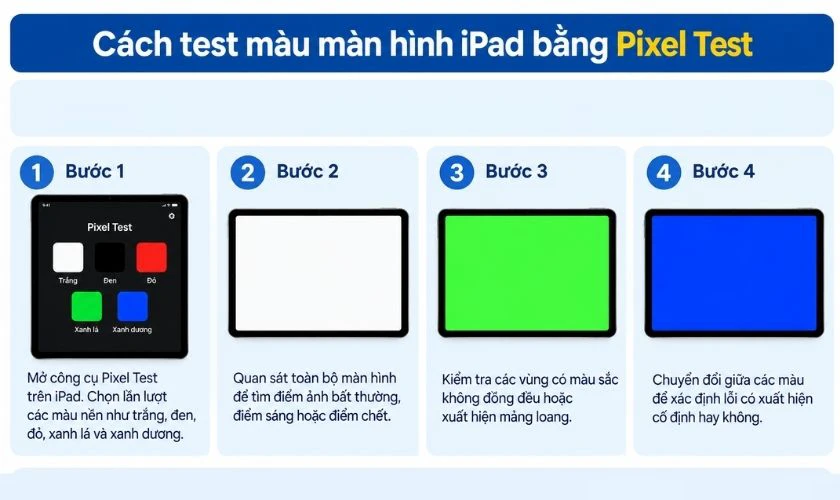 Cách test màu màn hình iPad bằng Pixel Test