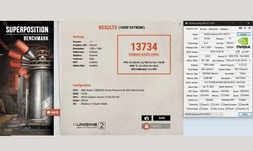 Unigine Superposition là công cụ benchmark chuyên dụng
