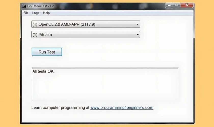 GPUMemTest tập trung vào việc kiểm tra bộ nhớ đồ họa VRAM