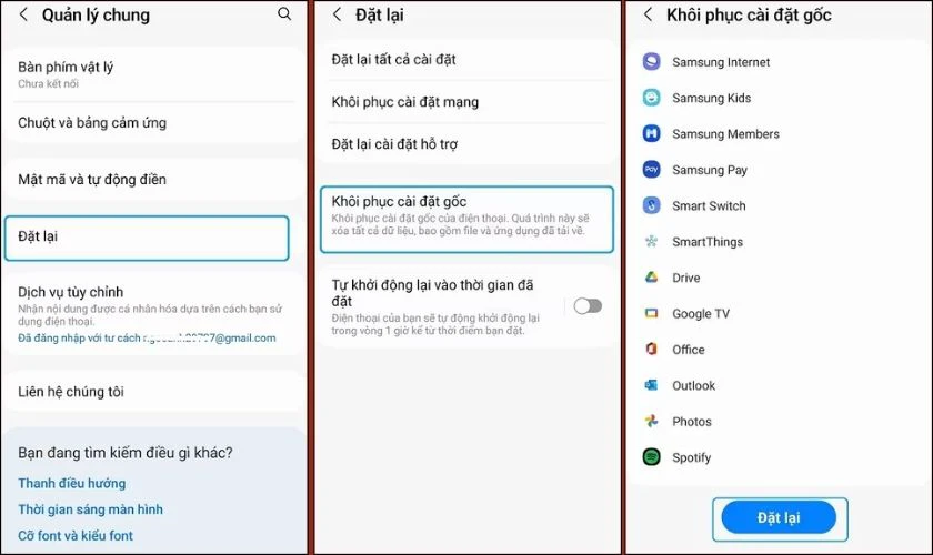Khôi phục cài đặt gốc điện thoại Samsung