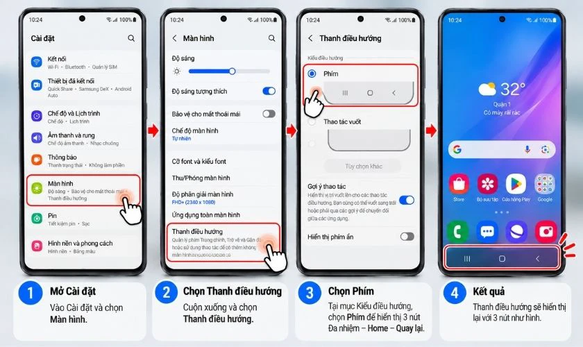 Cài đặt lại thanh điều hướng Samsung