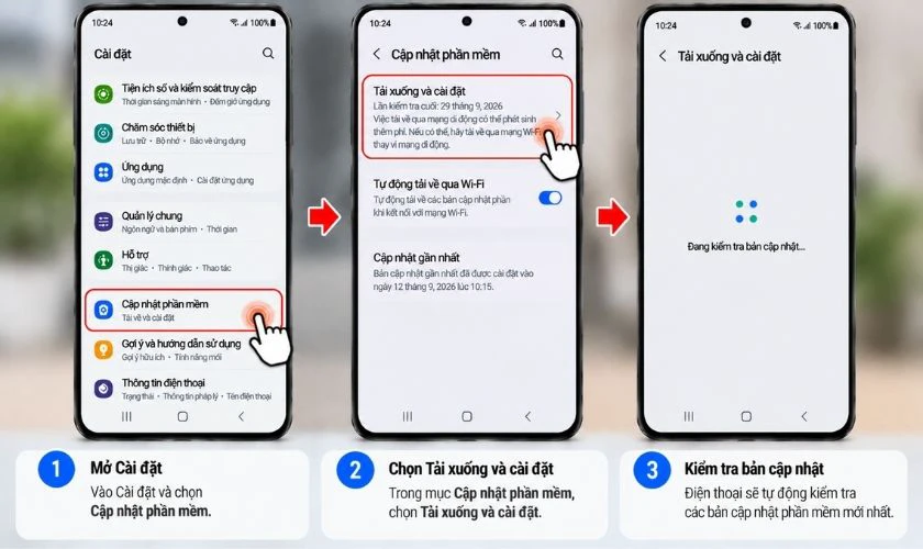 Kiểm tra và cập nhật phần mềm trên điện thoại Samsung