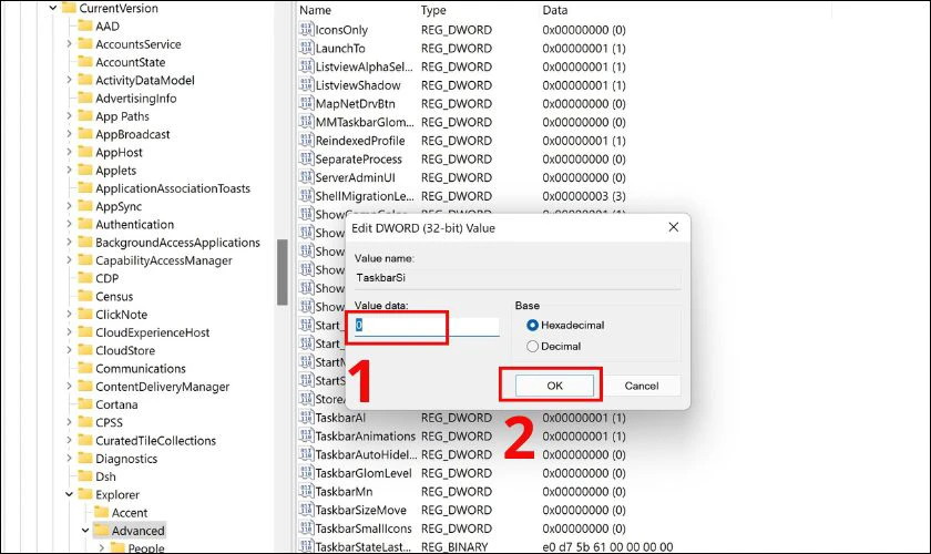 Thay đổi kích thước thanh Taskbar