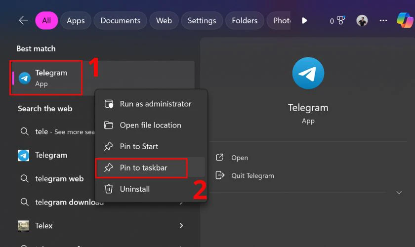 Pin các ứng dụng lên thanh Taskbar