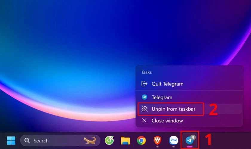 Unpin ứng dụng khỏi thanh Taskbar