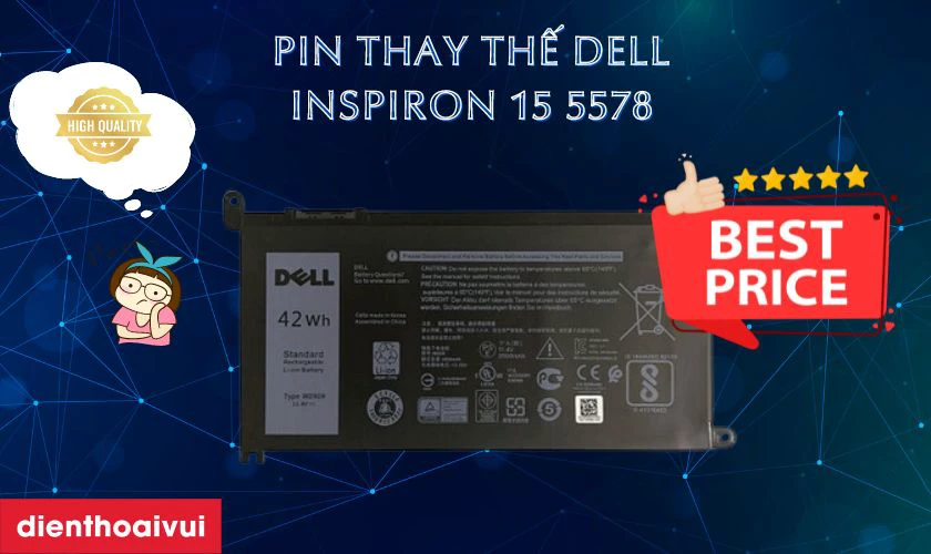Pin linh kiện thay cho laptop Dell cũng c&oacute; chất lượng kh&aacute; tốt