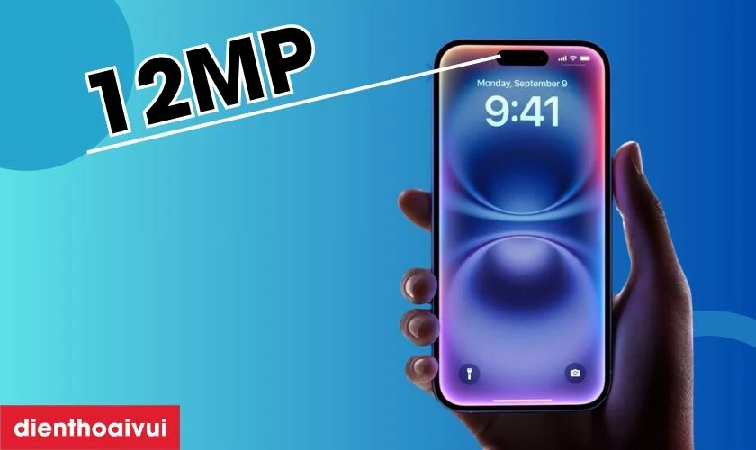 Camera trước iPhone 16 Pro c&oacute; độ ph&acirc;n giải 12MP với c&ocirc;ng nghệ TrueDepth