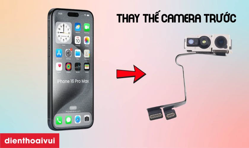 Thay camera trước iPhone 16 Pro Max ch&iacute;nh h&atilde;ng GENA l&agrave; g&igrave;?