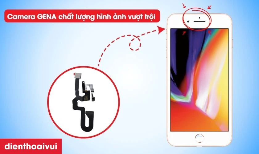Thay camera trước iPhone 8 Plus ch&iacute;nh h&atilde;ng GENA