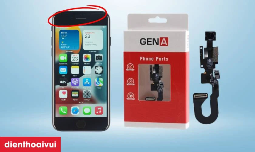 Thay camera trước iPhone SE 2022 ch&iacute;nh h&atilde;ng GENA