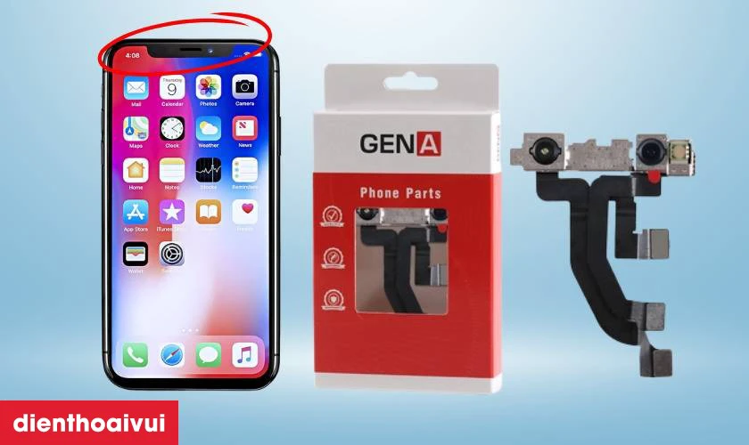 Thay camera trước iPhone X ch&iacute;nh h&atilde;ng GENA