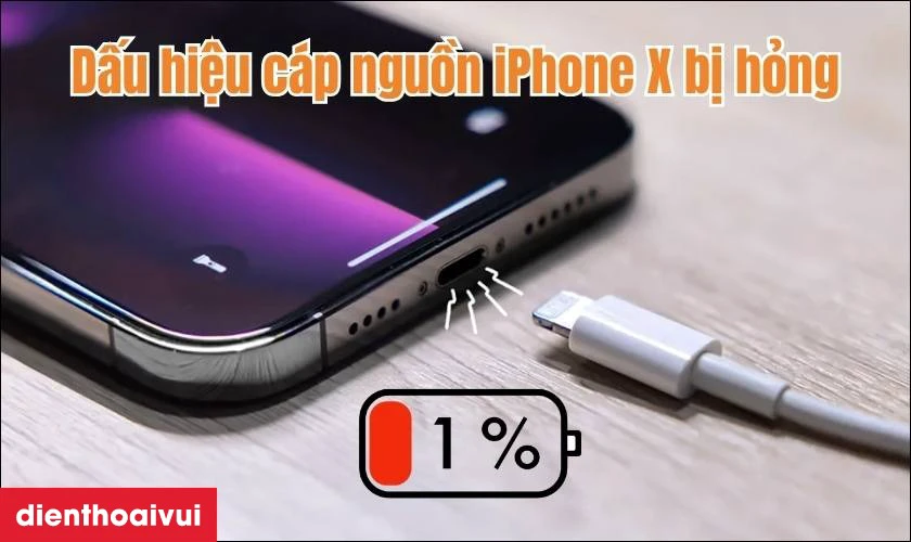 Thay c&aacute;p nguồn iPhone X ch&iacute;nh h&atilde;ng GENA