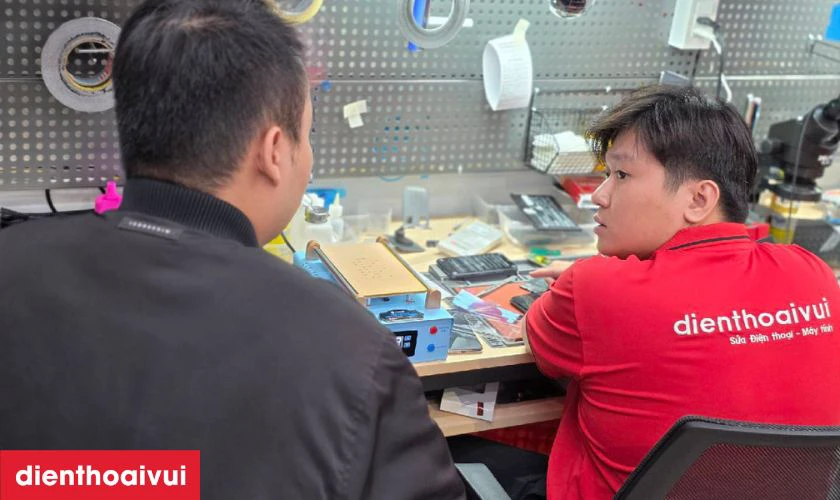 Quy tr&igrave;nh thay c&aacute;p v&acirc;n tay Samsung Galaxy S9 lấy liền tại Điện Thoại Vui