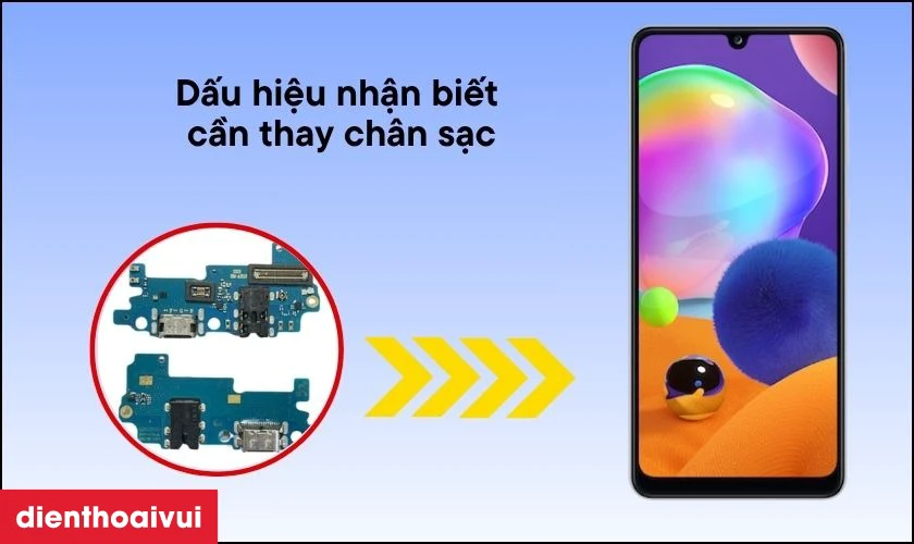 C&aacute;c dấu hiệu nhận biết bạn cần thay ch&acirc;n sạc Samsung Galaxy A31