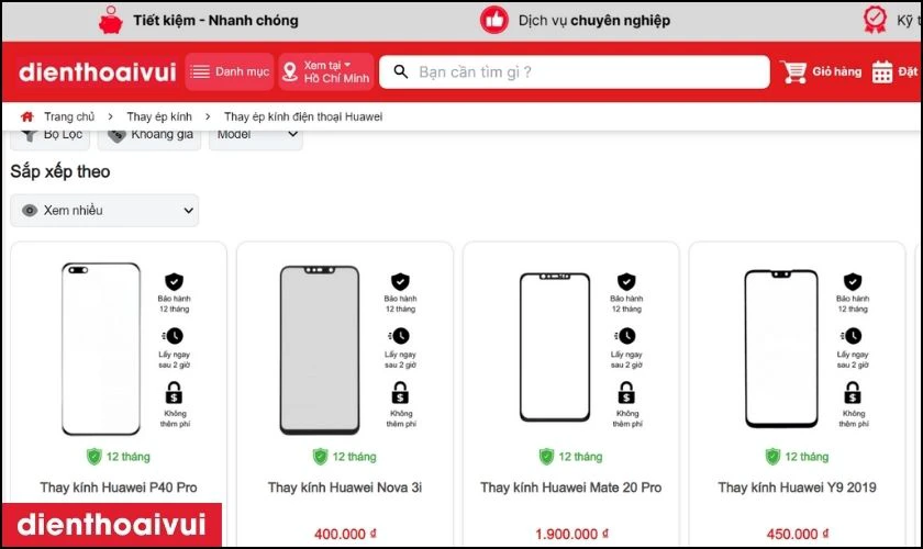 Điện Thoại Vui nhận thay &eacute;p k&iacute;nh cho c&aacute;c mẫu Huawei n&agrave;o?