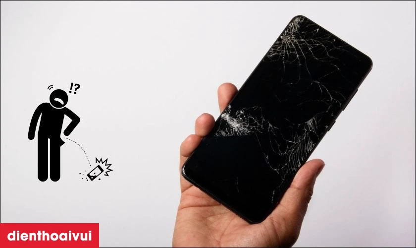 Rơi rớt từ tr&ecirc;n cao xuống khiến k&iacute;nh m&agrave;n h&igrave;nh bị hư hỏng