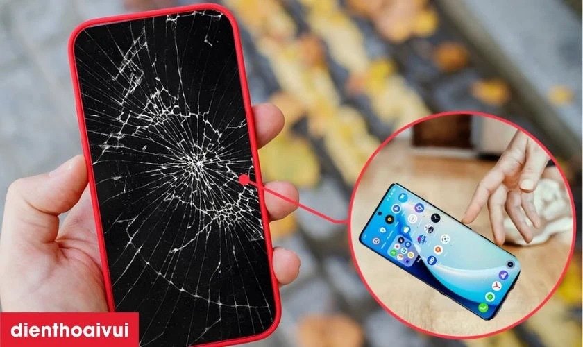 Điện thoại nứt k&iacute;nh do va đập