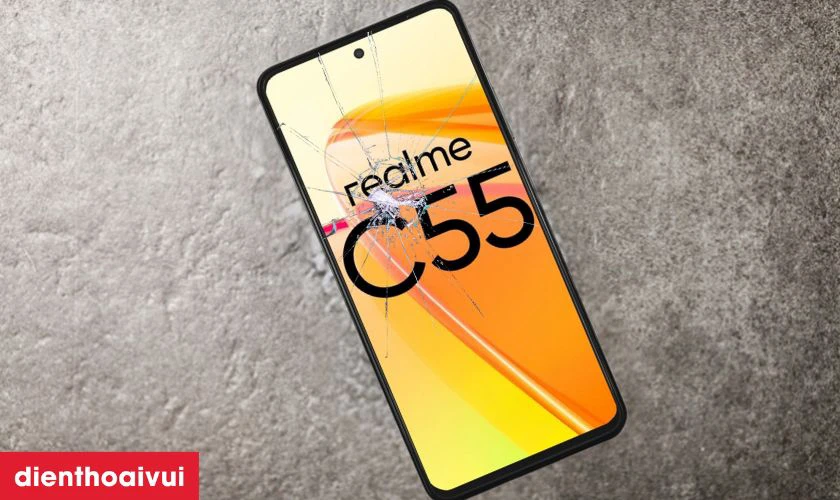 K&iacute;nh Realme C55 bị nứt vỡ