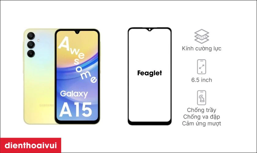 Thay &eacute;p k&iacute;nh Samsung Galaxy A15 ch&iacute;nh h&atilde;ng Feaglet c&oacute; g&igrave; nổi bật?
