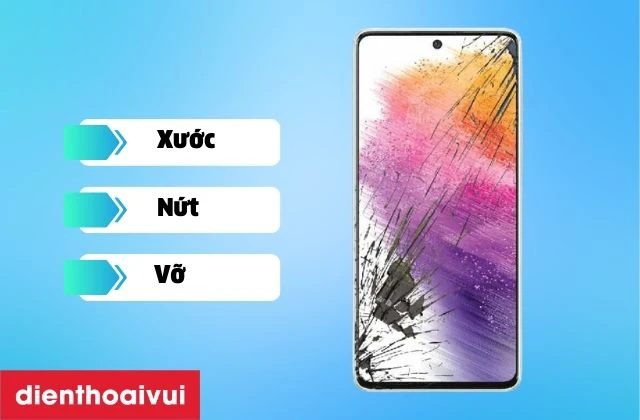 Mặt kính nứt vỡ, có các vết ố