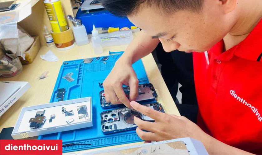 Quy tr&igrave;nh thay IC nguồn iPhone minh bạch tại Điện Thoại Vui