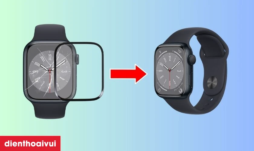 N&acirc;ng cao trải nghiệm với k&iacute;nh cảm ứng mới sau khi thay cho Apple Watch Series 8 41mm