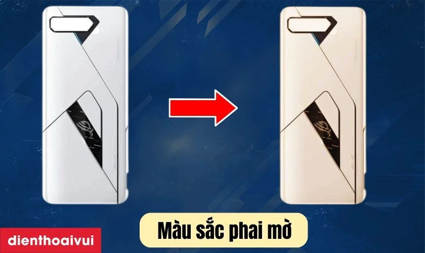 M&agrave;u sắc tr&ecirc;n k&iacute;nh lưng của Asus ROG Phone 5s bắt đầu phai mờ