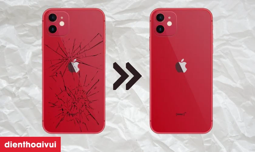 Thay k&iacute;nh lưng iPhone 11 ch&iacute;nh h&atilde;ng Aries