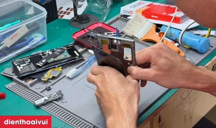 Quy tr&igrave;nh thay k&iacute;nh lưng Oppo A17K uy t&iacute;n tại Điện Thoại Vui