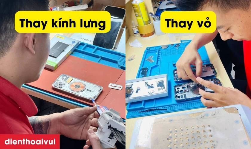 Ph&acirc;n biệt thay k&iacute;nh lưng v&agrave; thay vỏ full Oppo Reno 13 Pro