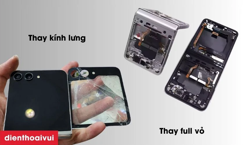 Ph&acirc;n biệt thay k&iacute;nh lưng v&agrave; thay vỏ full Z Flip 6