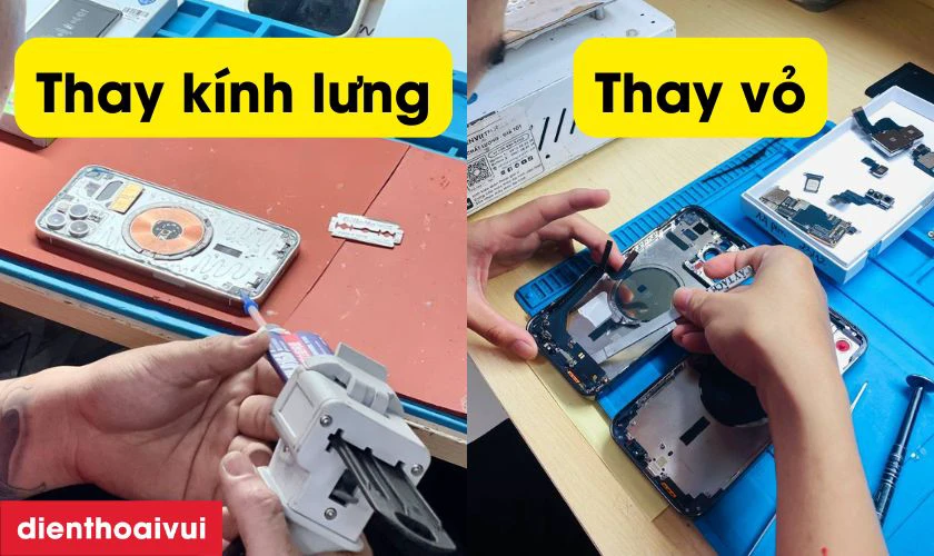Phân biệt thay kính lưng và thay vỏ full Vivo Y02
