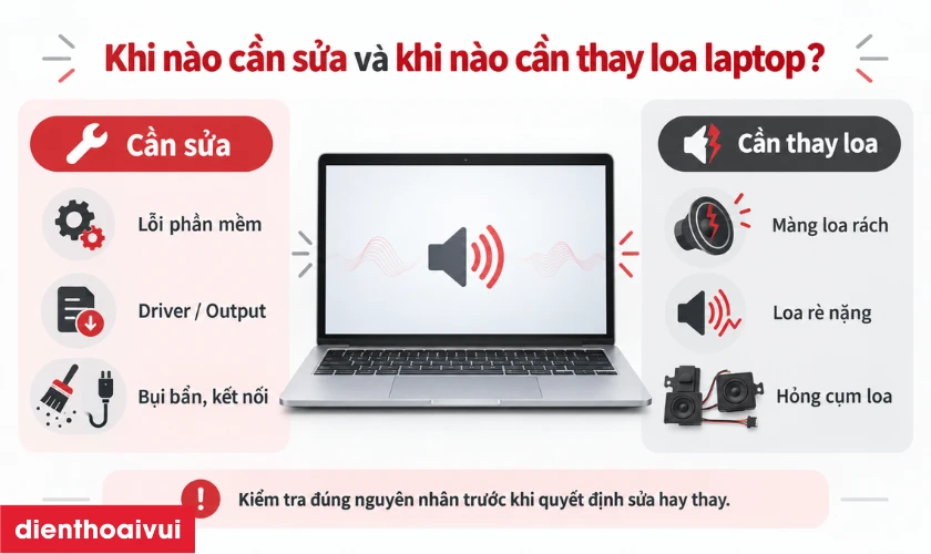 Trường hợp n&agrave;o n&ecirc;n sửa loa laptop hay thay loa laptop?