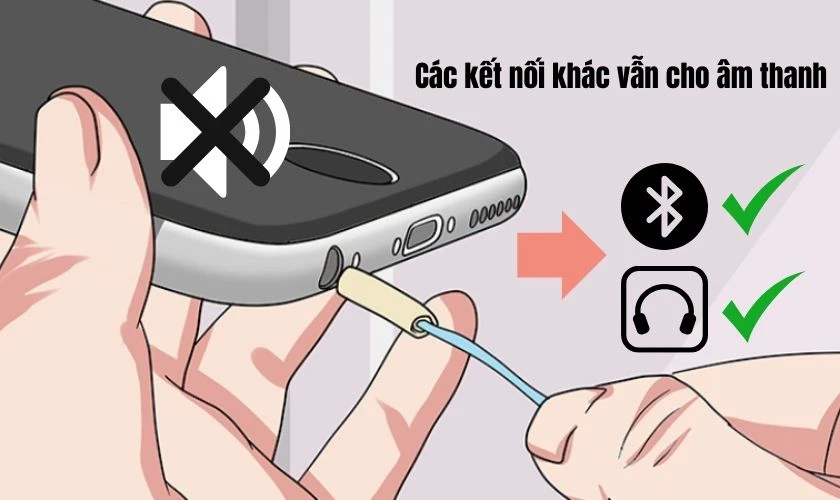 &Acirc;m thanh chỉ ph&aacute;t ra khi sử dụng kết nối kh&aacute;c