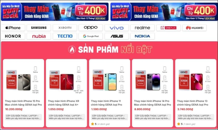 Dịch vụ thay màn hình điện thoại tại Hà Nội của Điện Thoại Vui