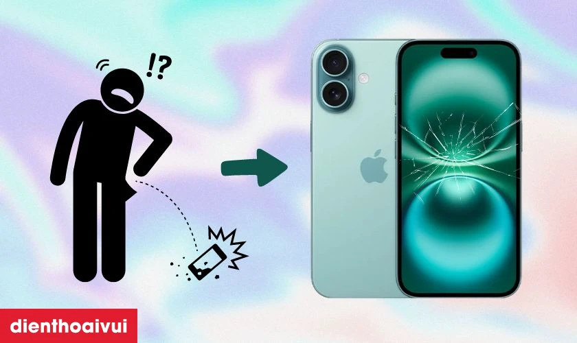 Rơi rớt, va đập mạnh l&agrave; t&aacute;c nh&acirc;n g&acirc;y hư hỏng m&agrave;n h&igrave;nh iPhone 16 Plus