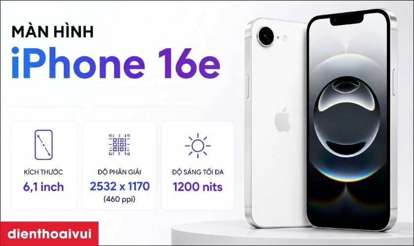 Th&ocirc;ng tin m&agrave;n h&igrave;nh iPhone 16e