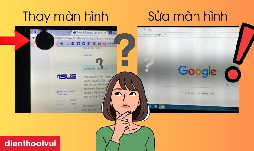 Laptop Asus ZenBook UX3440 bị hỏng m&agrave;n h&igrave;nh, n&ecirc;n sửa hay thay mới?