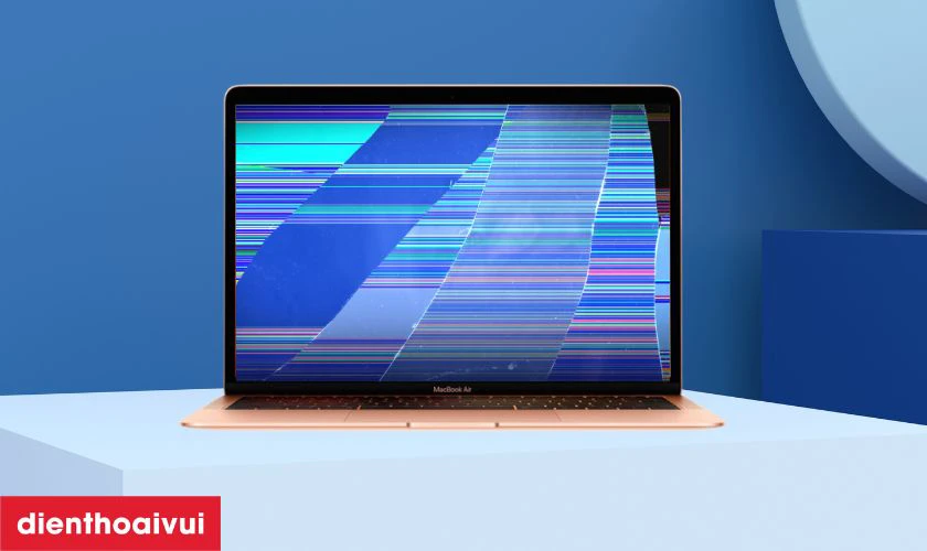 M&agrave;n h&igrave;nh MacBook bị nứt, c&oacute; sọc m&agrave;u