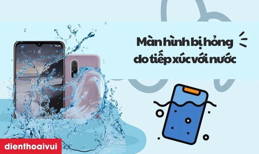 M&agrave;n h&igrave;nh bị hỏng do tiếp x&uacute;c với nước