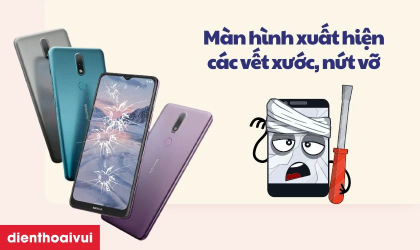 M&agrave;n h&igrave;nh xuất hiện c&aacute;c vết xước, nứt vỡ