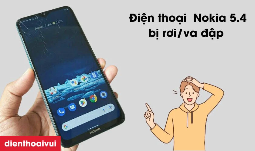 Điện thoại bị rơi vỡ, va chạm mạnh g&acirc;y hư hỏng m&agrave;n h&igrave;nh