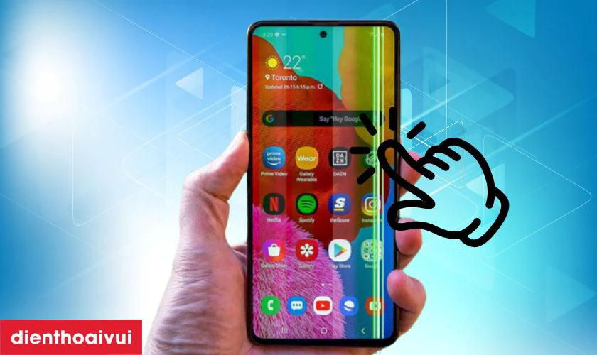 M&agrave;n h&igrave;nh OPPO A18 c&oacute; c&aacute;c vết sọc xanh, đỏ