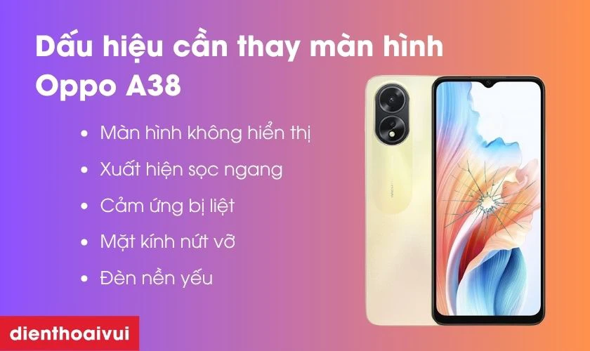 Dấu hiệu cần thay m&agrave;n h&igrave;nh Oppo A38