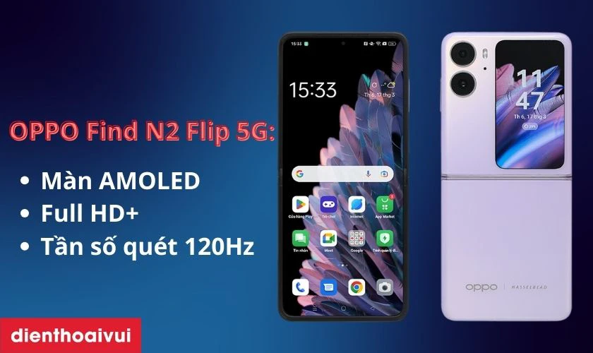 Giới thiệu m&agrave;n h&igrave;nh điện thoại OPPO Find N2 Flip 5G