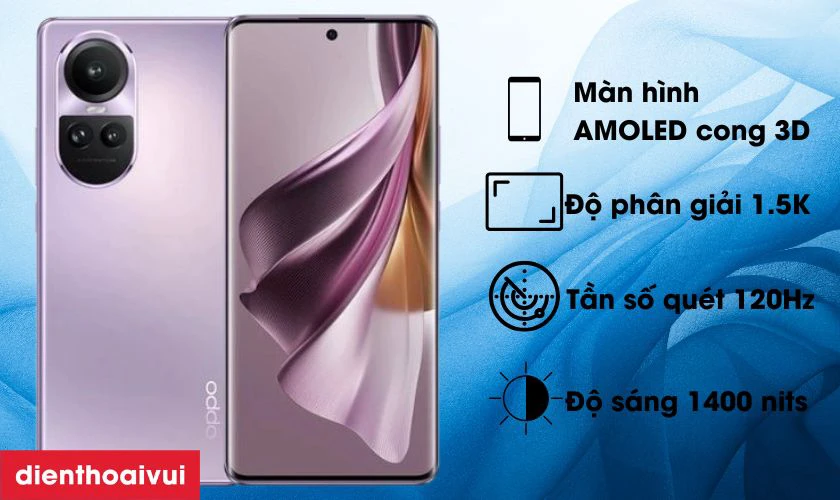 Giới thiệu m&agrave;n h&igrave;nh điện thoại OPPO Reno 10 Pro Plus