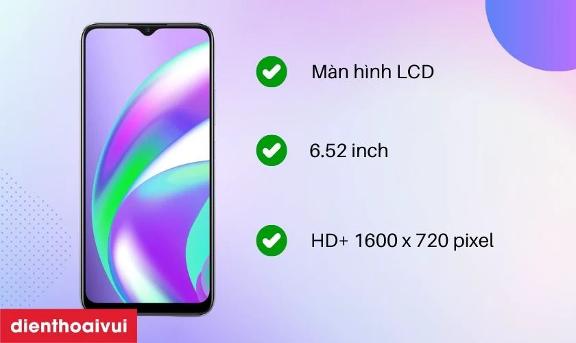 Realme C12 trang bị màn hình LCD lớn 6.52inch